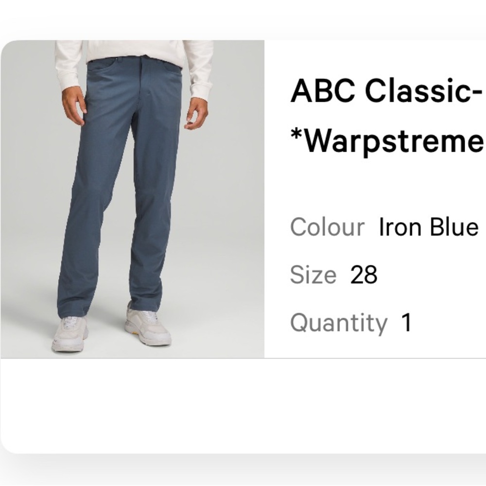 Lulu lemon mens classic fit 5 pocket pants 30 L